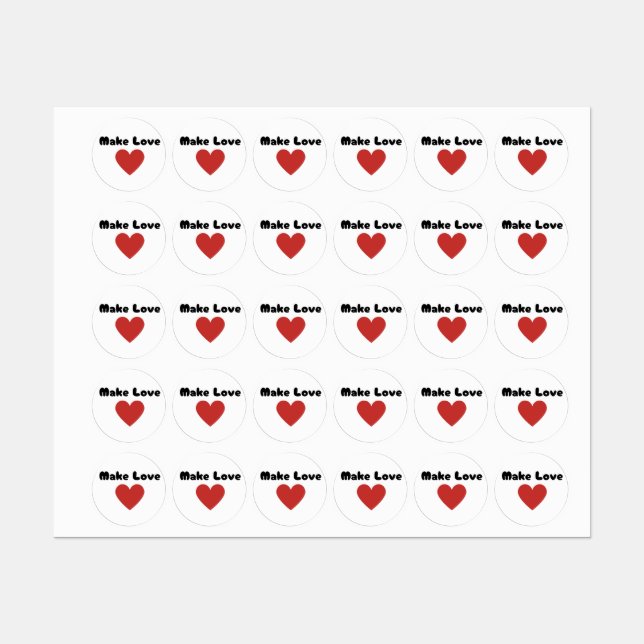 Étiquettes Make Love Hearts 2024 (Feuille)