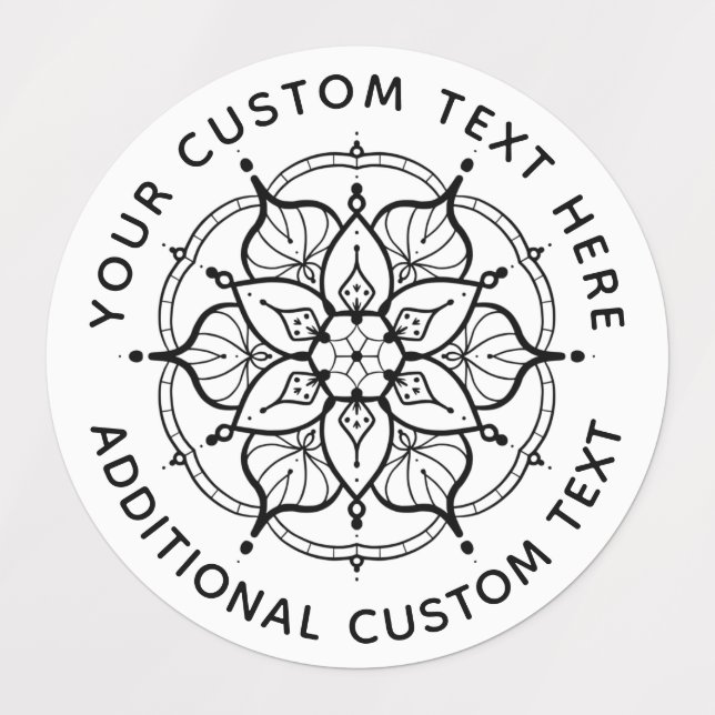 Étiquettes Mandala Black and White label (Design 1)