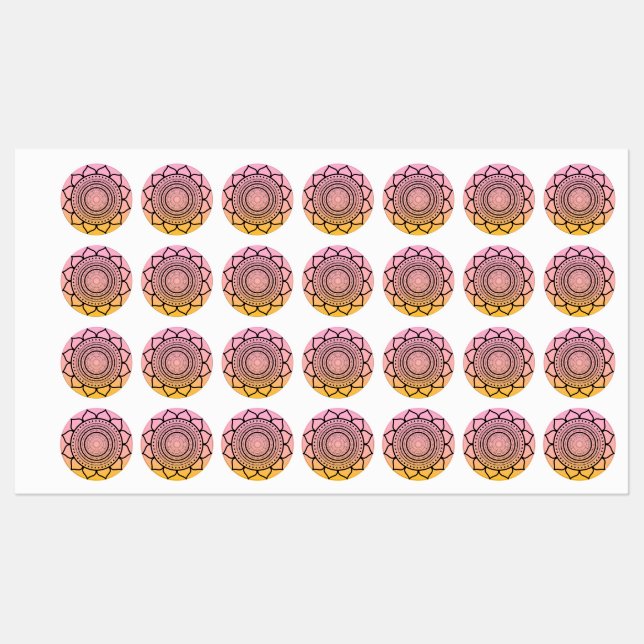 Étiquettes Mandala rose - Mandalaart (Feuille)