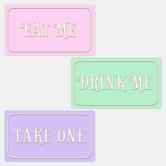 Étiquettes "Mange-Moi, Bois-Moi, Prends-En Un" Wonderland Tea (Groupe)