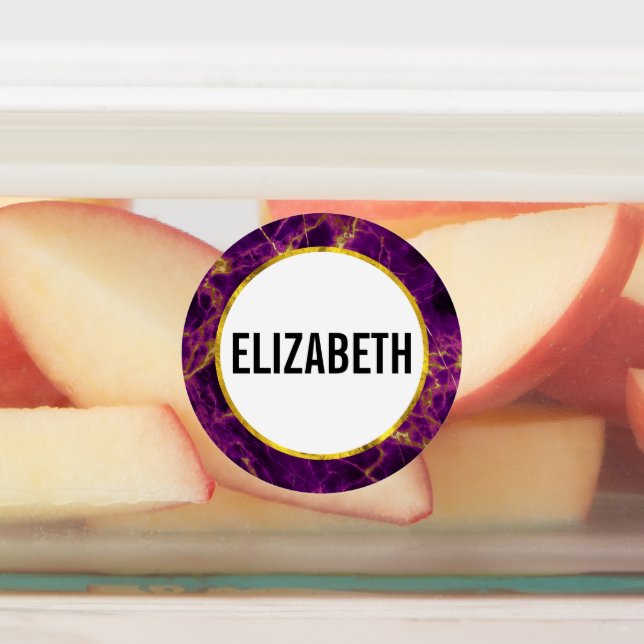 Étiquettes Marbre Abstrait moderne violet et or (Apposé)