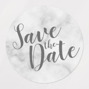 Étiquettes Marbre moderne Script mariage Enregistrer la date