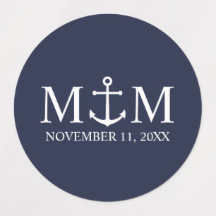 Étiquettes Mariage Ancre bleu marine