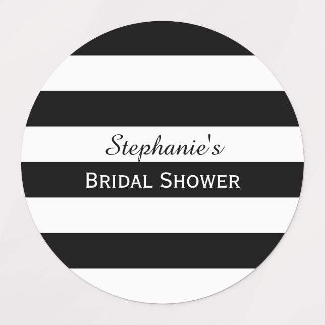 Étiquettes Mariage Blanc et Noir Rayé (Design 3)