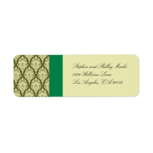 Étiquettes Mariage damassé vert et jaune