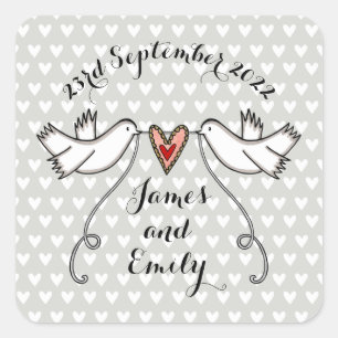 Étiquettes Mariage Sticker Doves blanches personna
