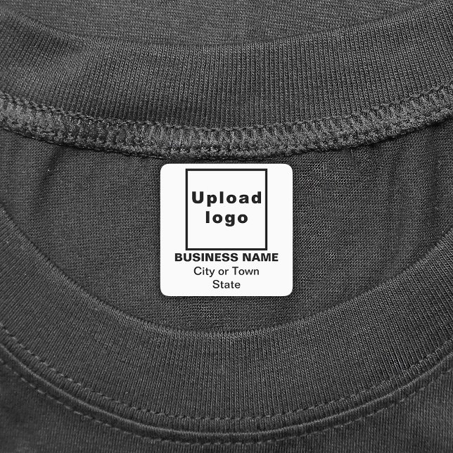 Étiquettes Marque d'affaires sur Carré blanc Fer sur Étiquett (White square iron on label with your business brand)