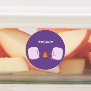 Étiquettes Marshmallows mignons roses par dessin animé sur le