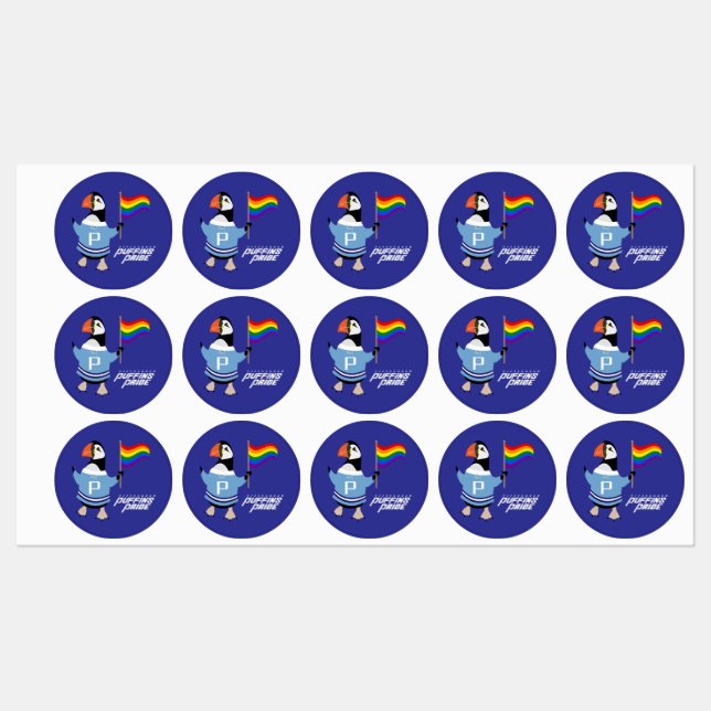 Étiquettes McGuffin Puffin Pride (Feuille)