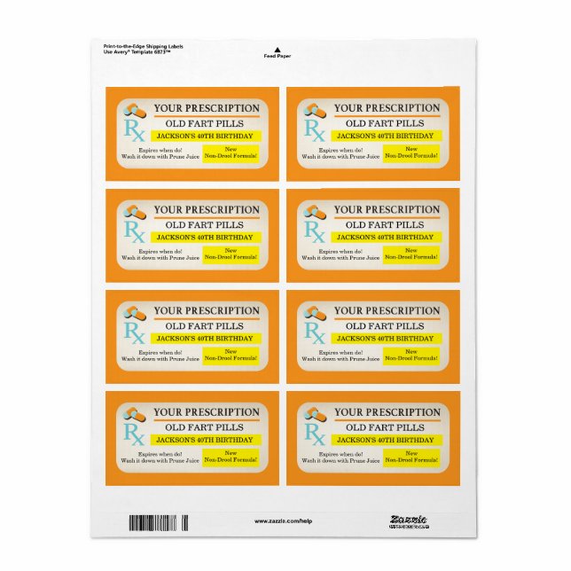 étiquettes Médicales de prescription Vieux-pères f (Feuille entière)