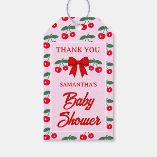 Étiquettes Merci Baby Shower Cerise Ruban à Carrea