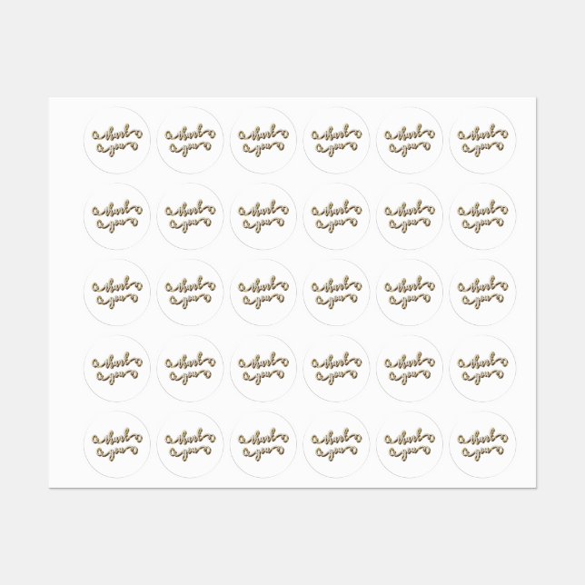 Étiquettes Merci de typographie or moderne (Feuille)