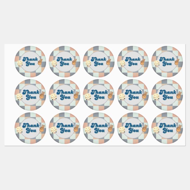 Étiquettes Merci Les Garçons Groovy (Feuille)