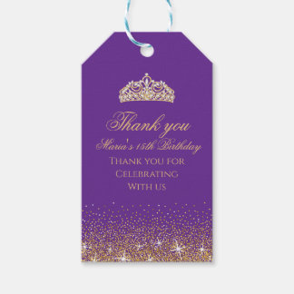 Étiquettes Merci paillettes violettes et dorées
