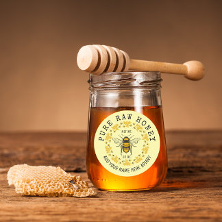 Étiquettes Miel Cru Pur Minimaliste 100% Naturel Non Filtré