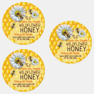 Étiquettes Miel Fleur sauvage Miel Apiary Jar Lid