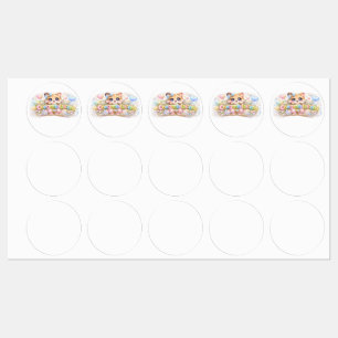Étiquettes Mignon Kawaii Félicitations Chat Floral Rose Paste
