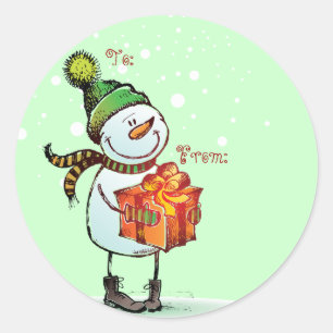 Étiquettes mignonnes de cadeau de Noël de bonhom