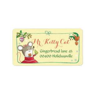 Étiquettes mignons de Noël de souris