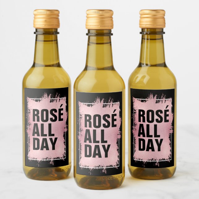 ÉTIQUETTES MINIATURES Faux Foil sur fond Noir ROSÉ (Bouteilles)
