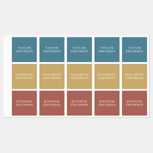 Étiquettes Minimal Turquoise Terracotta Nom Personnalisé Écol