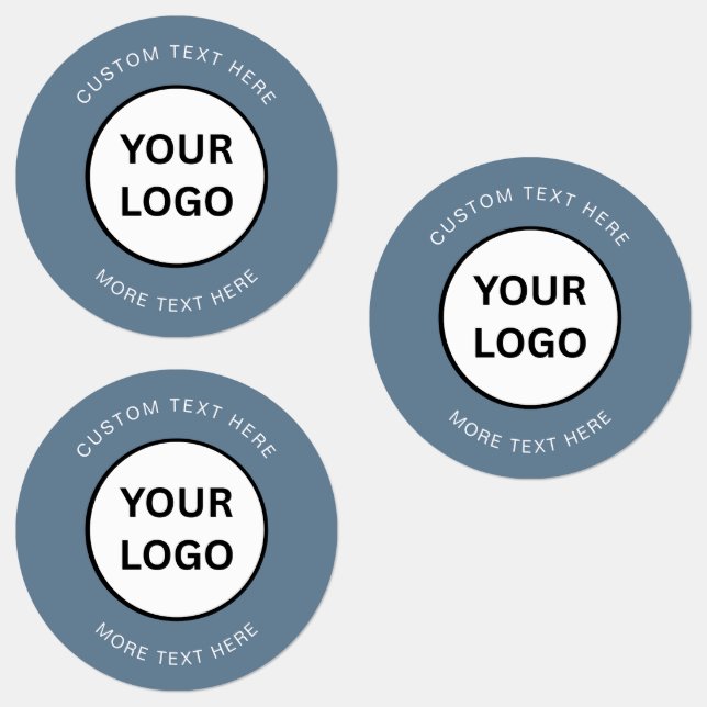 Étiquettes Minimalist Dusty Blue Custom Business Logo Labels (Groupe)