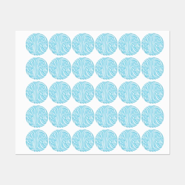 Étiquettes Modèle Zèbre Bleu (Feuille)