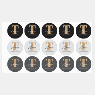 Étiquettes Moderne Monogramme Initiale T & Nom Personnalisé