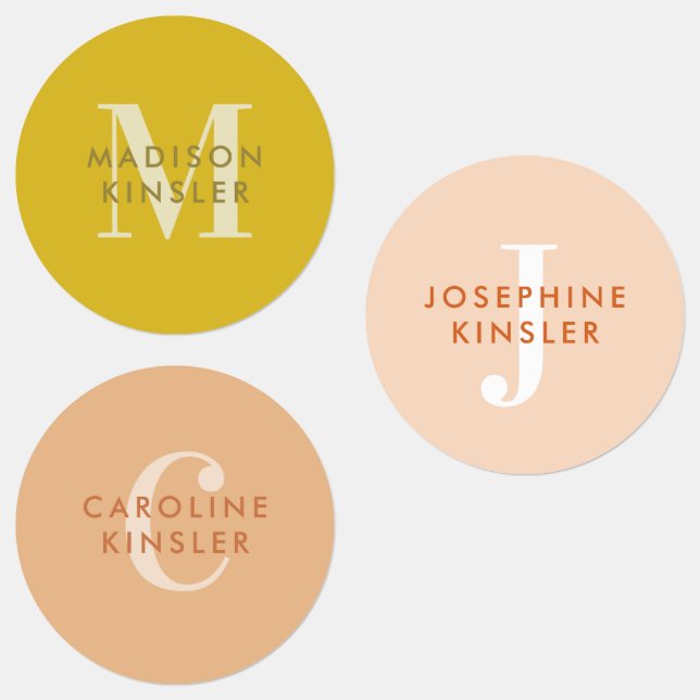Étiquettes Moderne Simple Initial Boho Waterproof Nom Étiquet (Groupe)