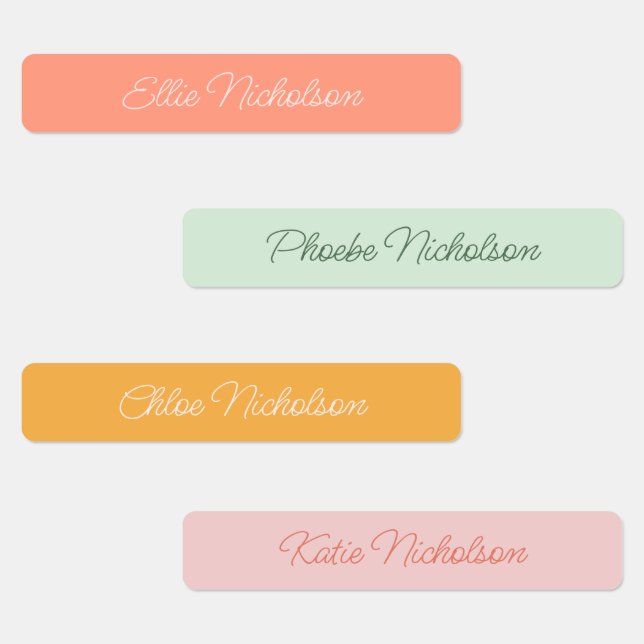 Étiquettes Moderne Simple Script Rose Girl étanche Nom (Groupe)