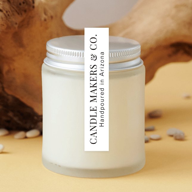 Étiquettes Moderne Simple Tamper Preuve Mince Candle Jar Étiq (Simple thin vertical jar or tin label, perfect to brand and tamper-proof your products)