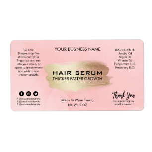 Étiquettes modernes de sérum d'encre rose