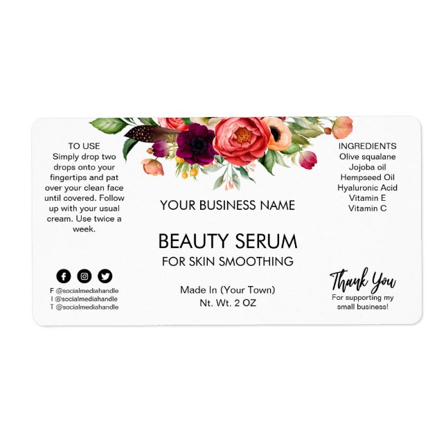 Étiquettes modernes du visage floral (Devant)
