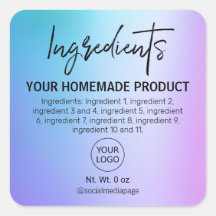 Étiquettes modernes Holographique Blue Ingredirent