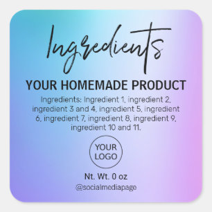 Étiquettes modernes Holographique Blue Ingredirent
