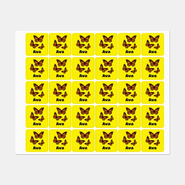 Étiquettes Monarch Papillon Design - Vêtements pour petits Ca (Feuille)