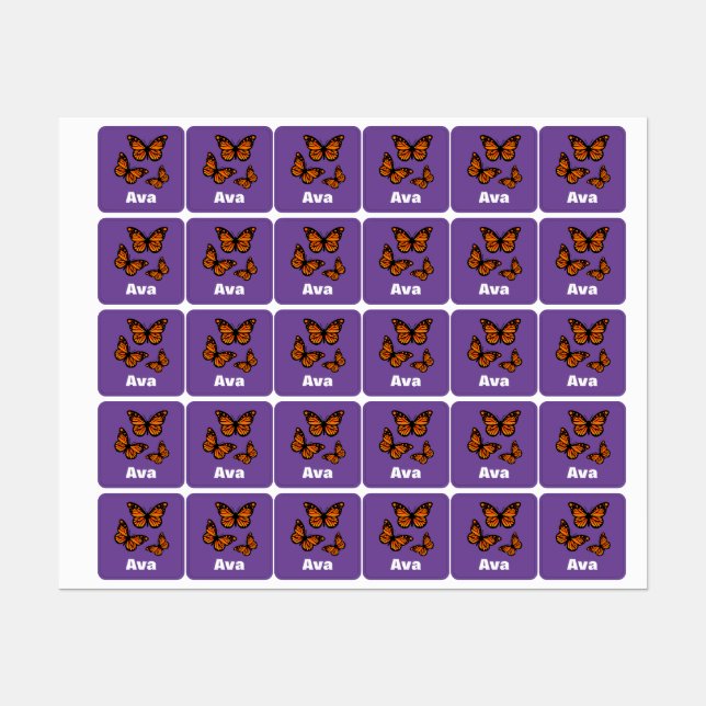 Étiquettes Monarch Papillon Design - Vêtements pour petits Ca (Feuille)