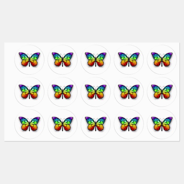 Étiquettes Monarque papillon arc-en-ciel (Feuille)