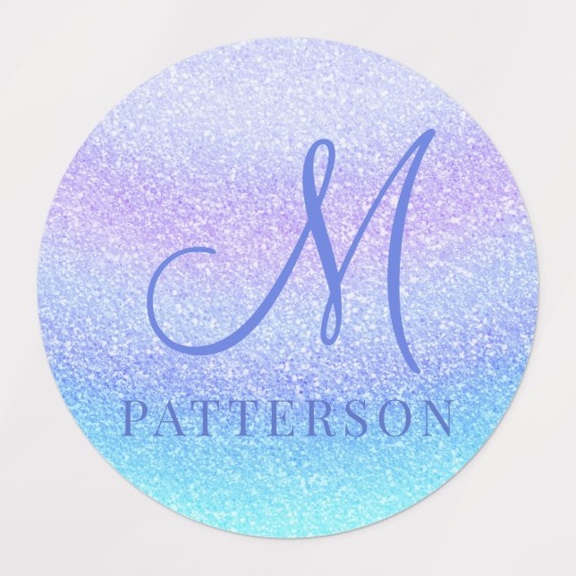 Étiquettes Monogram Girly Parties scintillant Chic Sparkle No (Design 1)