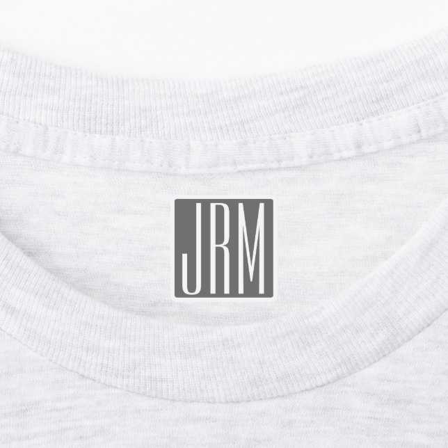 Étiquettes Monogramme initial | Blanc sur gris (Apposé)