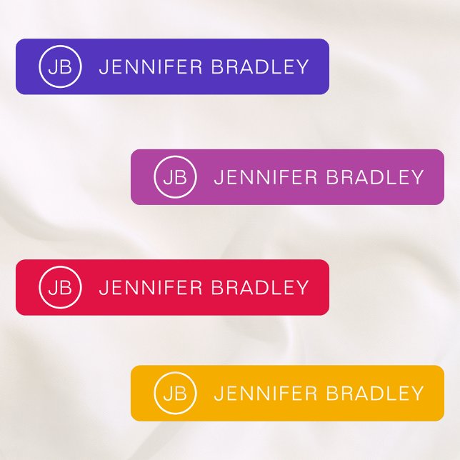 Étiquettes Monogramme Nom personnalisé Fille colorée moderne (Créateur téléchargé)