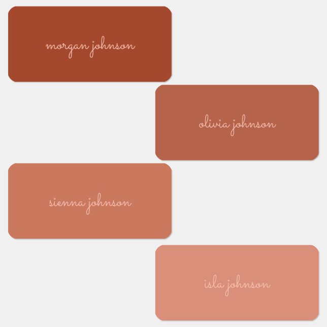 Étiquettes Monogramme tendance | Orange brûlé + Nom du script (Groupe)