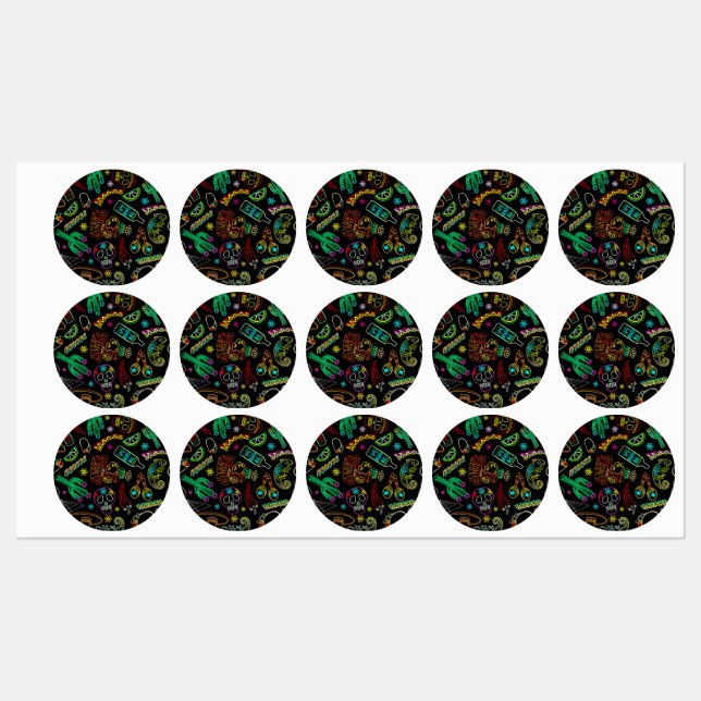 Étiquettes Motif de Fiesta du Mexique (Feuille)