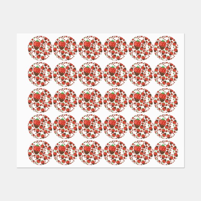 Étiquettes Motif de fraises (Feuille)