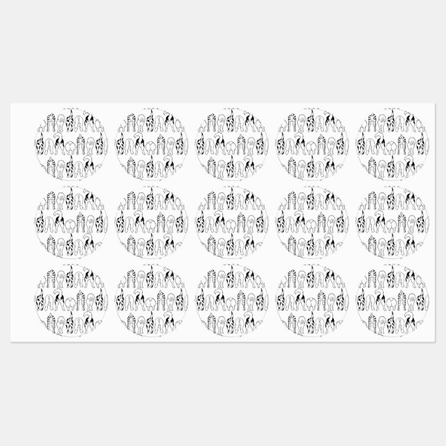 Étiquettes Motif des boutons de chien (Feuille)