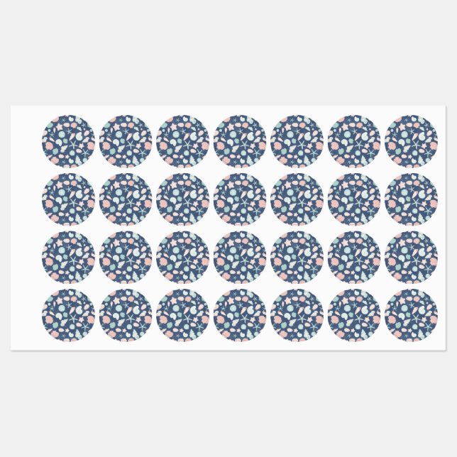 Étiquettes motif des coquillages (Feuille)