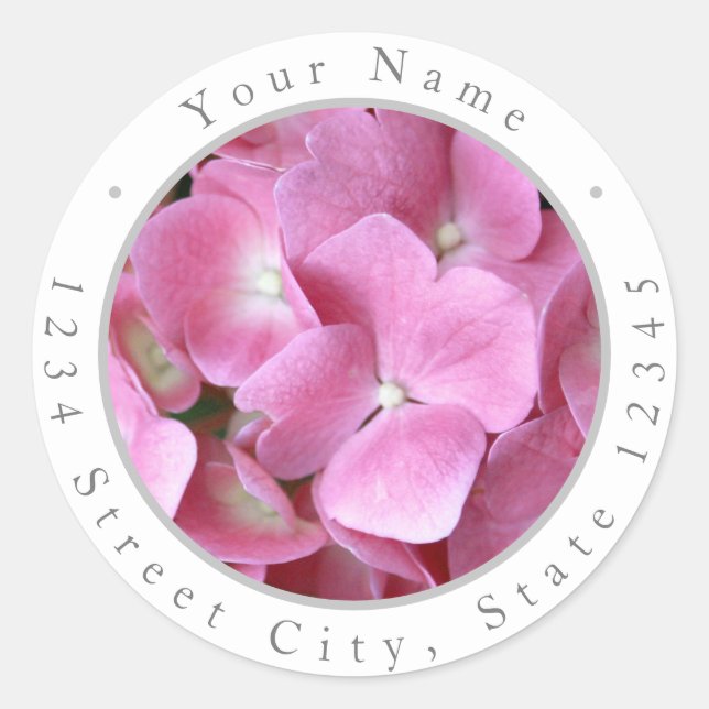 Étiquettes Motifs Soft Pink Hydrangea (Devant)