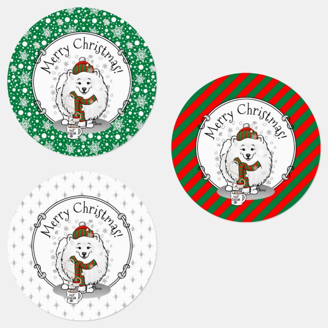 Étiquettes Noël d'hiver Poméranien (blanc) Écharpe de chien N (Groupe)