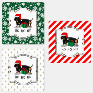 Étiquettes Noël Père Noël Dachshund (S noir & tan) Drôle