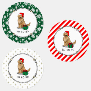 Étiquettes Noël Santa Claus Golden Retriever Chien mignonne